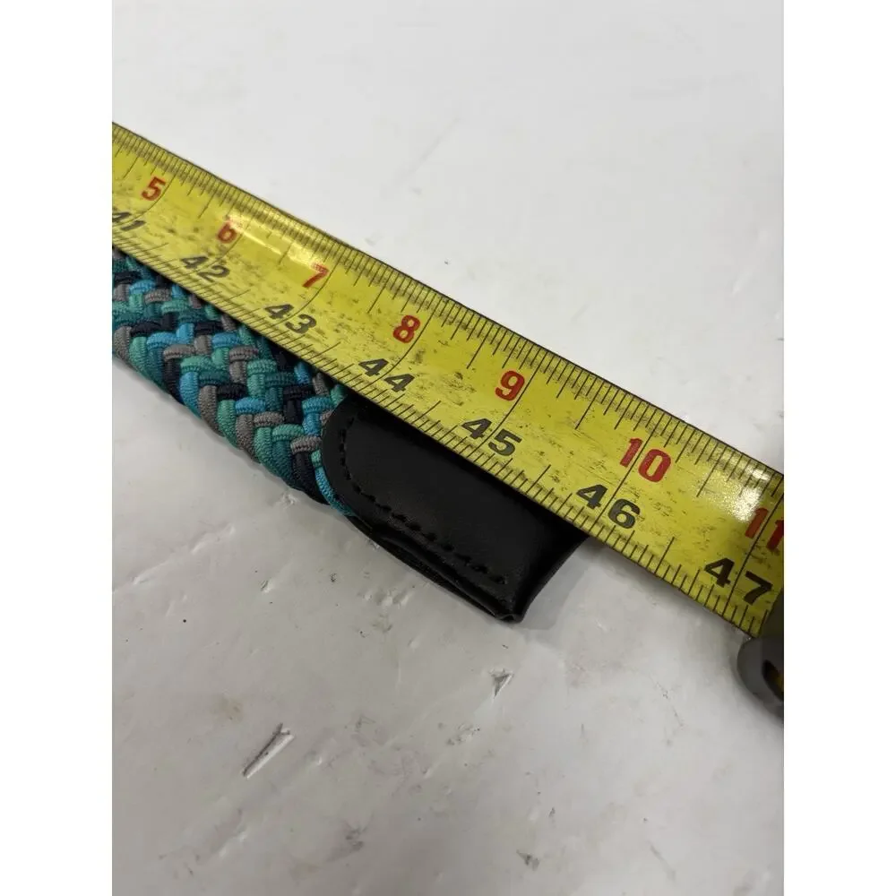 Nike G-Flex Braided Stretch Belt Teal Gray Navy Woven Leather Trim 46 Inch